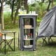 Folding camping storage cabinet featuring a heavy-duty steel frame and breathable mesh, perfect for outdoor.